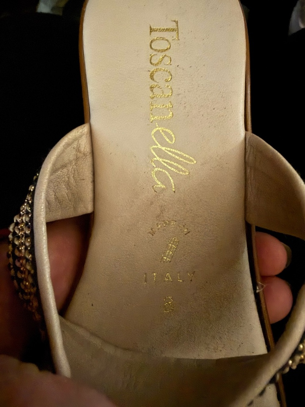 Toscani Ella Cream Embellished Slip-On Mule